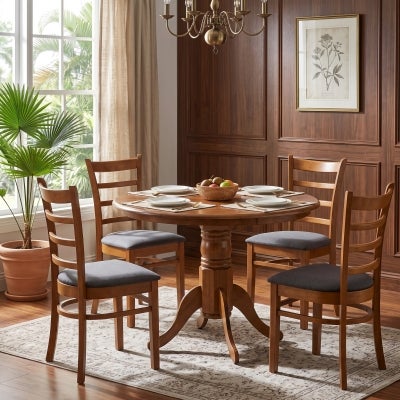Narellan Rubberwood Round Pedestal Dining Table, 105cm