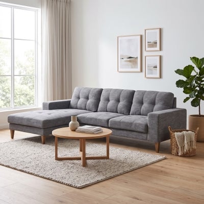 Cohort Fabric Corner Sofa, 3 Seater with LHF Chaise, Grey