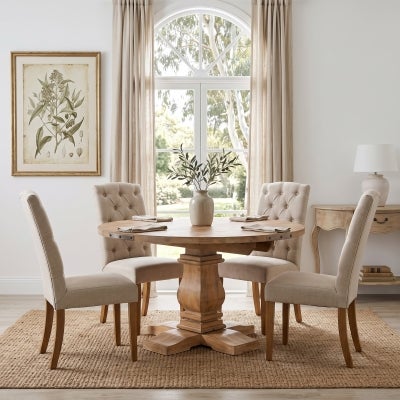 Oatley Mango Wood Pedestal Round Dining Table,135cm, Honey Wash