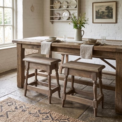 Orvenda Reclaimed Elm Timber Dining Stool