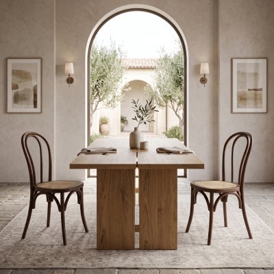 Maillet Commercial Grade Bentwood Dining Chair, Rattan Seat, Walnut