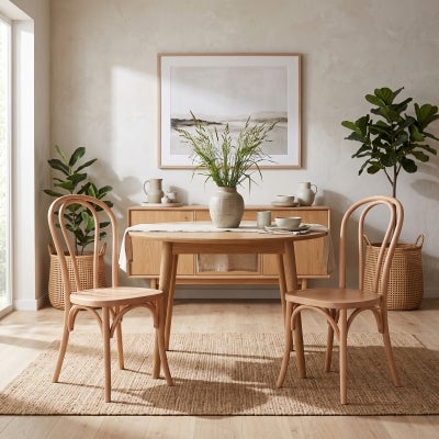 Maillet Stackable Bentwood Dining Chair, Timber Seat, Natural