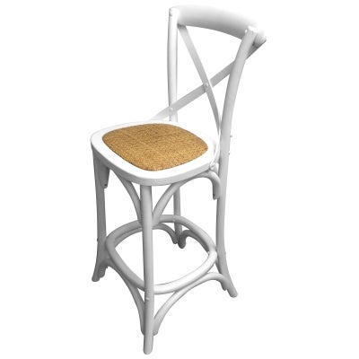 Bassel Timber Cross Back Counter Stool, White