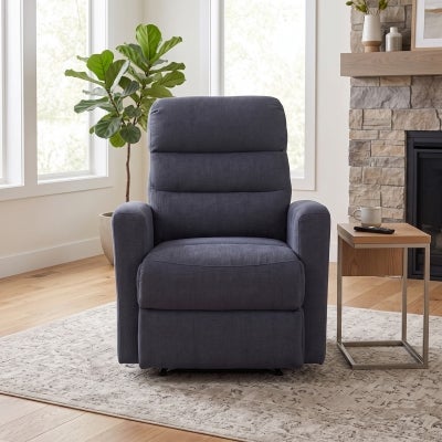 Lunor Suede Fabric Recliner Armchair, Blue
