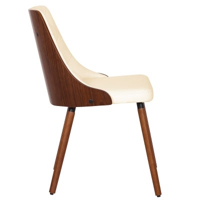 Yvonne PU Leather & Timber Dining Chair, Walnut / Cream