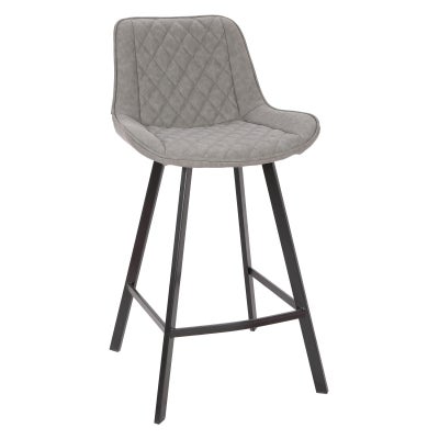 Bordeaux Faux Leather Counter Stool, Grey