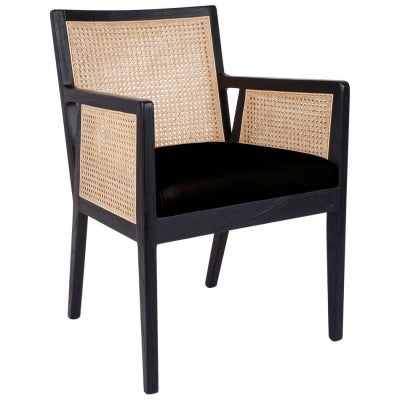 Kane Rattan & Birch Timber Carver Dining Chair, Black / Natural