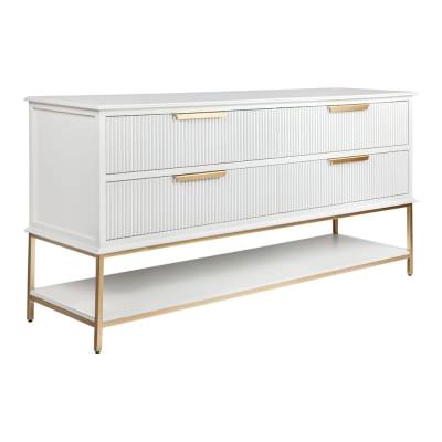 Aimee 4 Drawer Sideboard, 170cm, White / Gold