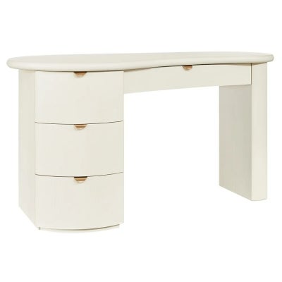 Lina Wooden Curved Desk, 150cm, Ivory