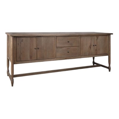 Bernard Oak Timber 4 Door 2 Drawer Sideboard, 213cm, Natural