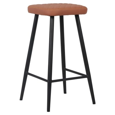 Zafira Faux Leather & Metal Counter Stool, Tan / Black