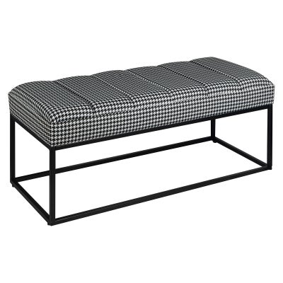 Benog Fabric & Iron Ottoman Bench, 120cm