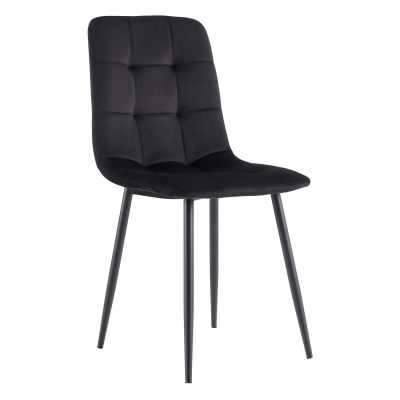 Erielle Velvet Fabric Dining Chair, Black / Black
