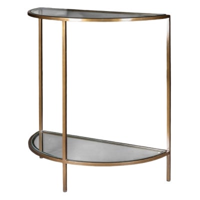 Freddy Iron & Glass Semi Round Console Table, 70cm