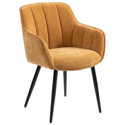 Country Fabric Dining Chairs, Set of 2, Gold