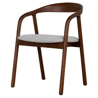 Orivis Ashwood Timber Carver Dining Chair, Fabric Seat, Set of 2, Walnut