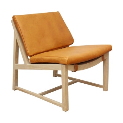 Denmark Leather & Teak Timber Occasional Chair