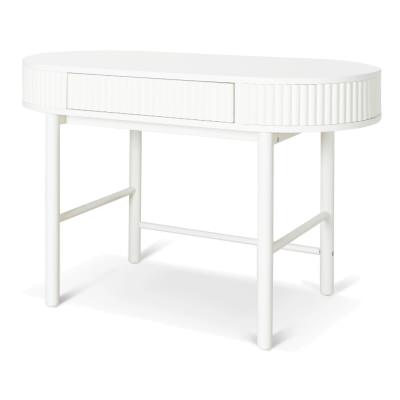Malin Wooden Oval Home Office Desk, 120cm, White