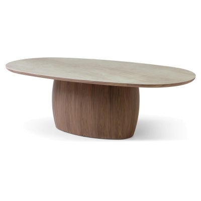 Calvesso Ceramic-Top Wooden Oval Dining Table, 270cm, Walnut