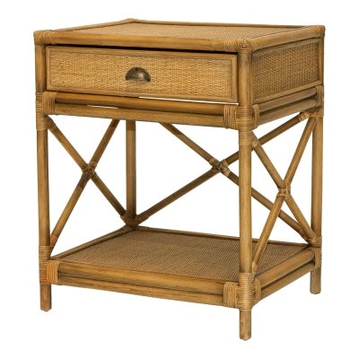Cayman Rattan Bedside Table, Natural