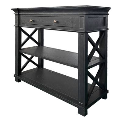 Heston Oak Timber Console Table, 90cm, Black Oak