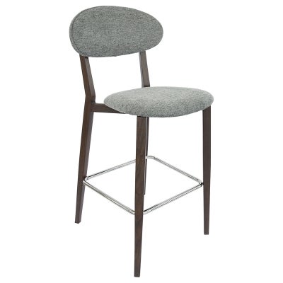 Durafurn Atlanta Ovella Commercial Grade Bar Stool, Fabric Back & Seat, Grey / Wenge