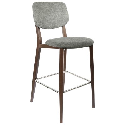 Durafurn Atlanta Rectella Commercial Grade Bar Stool, Fabric Back & Seat, Dark Grey / Wenge