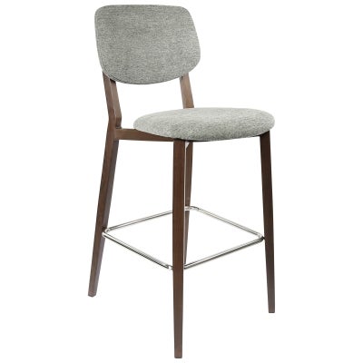 Durafurn Atlanta Rectella Commercial Grade Bar Stool, Fabric Back & Seat, Grey / Wenge