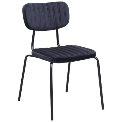 Durafurn Tiramisu Commercial Grade Velvet Fabric & Metal Dining Chair, Black / Black