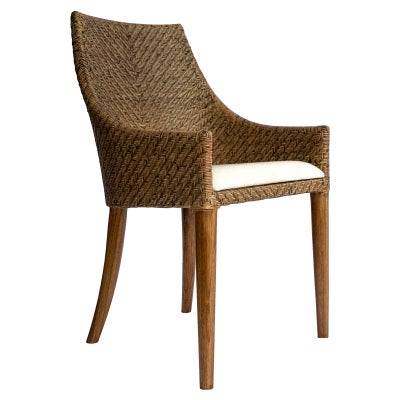 Cinerea Mindi Wood & Rattan Dining Armchair, Mango Teak