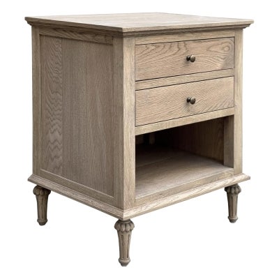 Emmerson II Oak Timber 2 Drawer Side Table, Weathered Oak