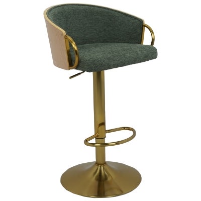 Jensen Fabric & Metal Gas Lift Swivel Counter / Bar Stool, Green / Gold