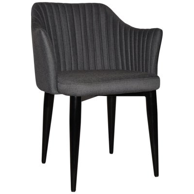 Coogee Commercial Grade Gravity Fabric Dining Armchair, Metal Leg, Slate / Black