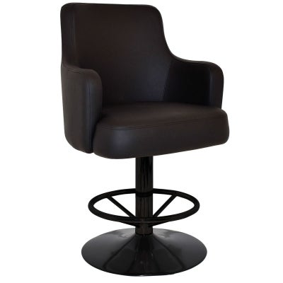 Trump Commercial Grade Vinyl Gaming Stool, Disc Base, Black / Black
