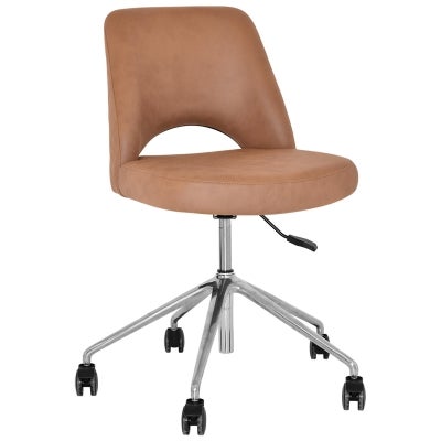 Albury Commercial Grade Pelle / Benito Fabric Gas Lift Office Chair, V2, Tan / Silver