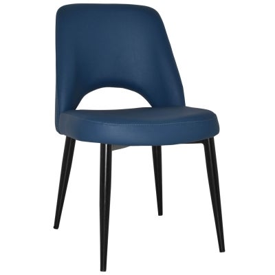Albury Commercial Grade Vinyl Dining Chair, Metal Leg, Blue / Black