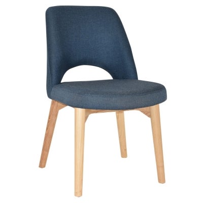 Albury Commercial Grade Gravity Fabric Dining Chair, Timber Leg, Denim / Natural