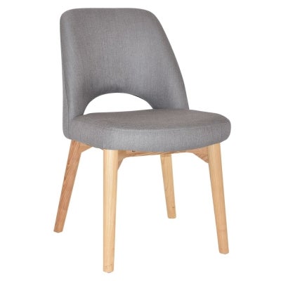 Albury Commercial Grade Gravity Fabric Dining Chair, Timber Leg, Steel / Natural