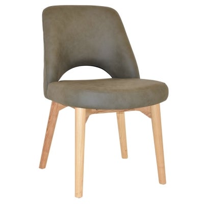 Albury Commercial Grade Pelle / Benito Fabric Dining Chair, Timber Leg, Sage / Natural