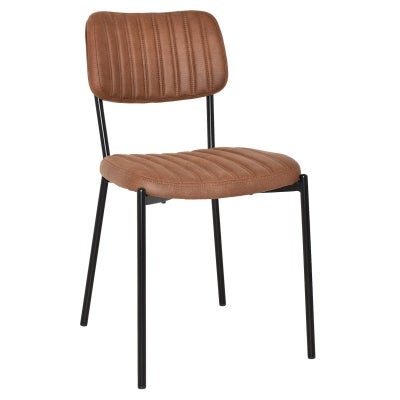 Kansas Commercial Grade Eastwood Fabric & Steel Dining Chair, Tan / Black