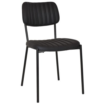 Kansas Commercial Grade Vinyl & Steel Dining Chair, Black / Black