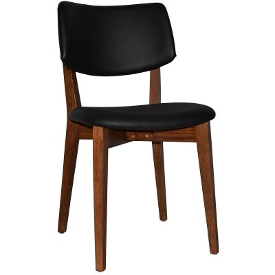 Phoenix Commercial Grade Timber Dining Chair, Vinyl Back & Seat, Black / Light Walnut