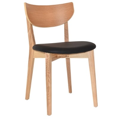 Rialto Commercial Grade Timber Dining Chair, Vinyl Seat, Natural / Black