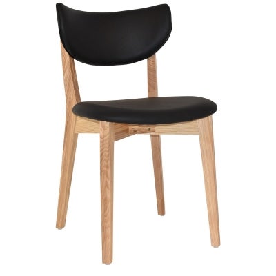 Rialto Commercial Grade Timber Dining Chair, Vinyl Back & Seat, Natural / Black