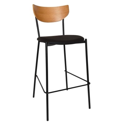 Marco Commercial Grade Steel Bar Stool, Vinyl Seat, Light Oak / Black