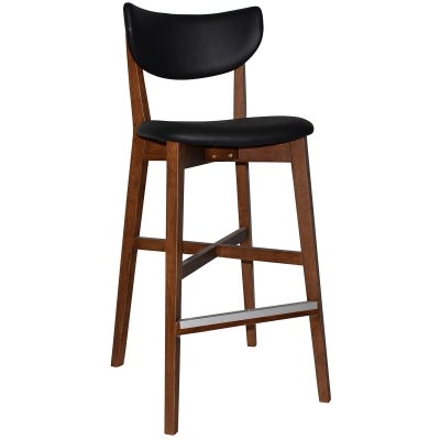Rialto Commercial Grade Timber Bar Stool, Vinyl Back & Seat, Light Walnut / Black