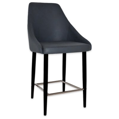 Stockholm Commercial Grade Pelle Fabric Counter Stool, Metal Leg, Navy / Black