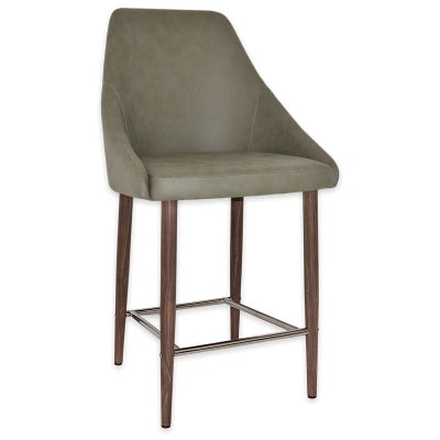 Stockholm Commercial Grade Pelle Fabric Counter Stool, Metal Leg, Sage / Light Walnut