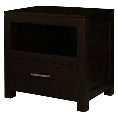 Paris Solid Mahogany Timber Single Drawer Lamp Table - Chocolate