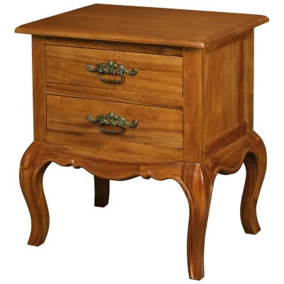Mervent Mindi Wood 2 Drawer Lamp Table, Light Pecan